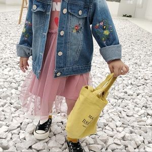 Nannette Girl’s Floral Embroidered Denim Jacket